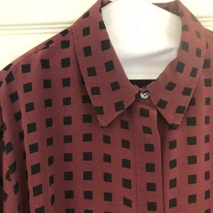 Madewell Maroon Square Print Button Up